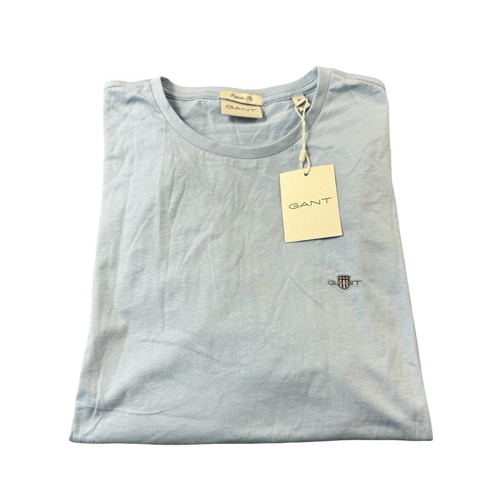 GANT Light Blue Cotton Embroidered Shield Logo T-Shirt Mens XL Regular Fit